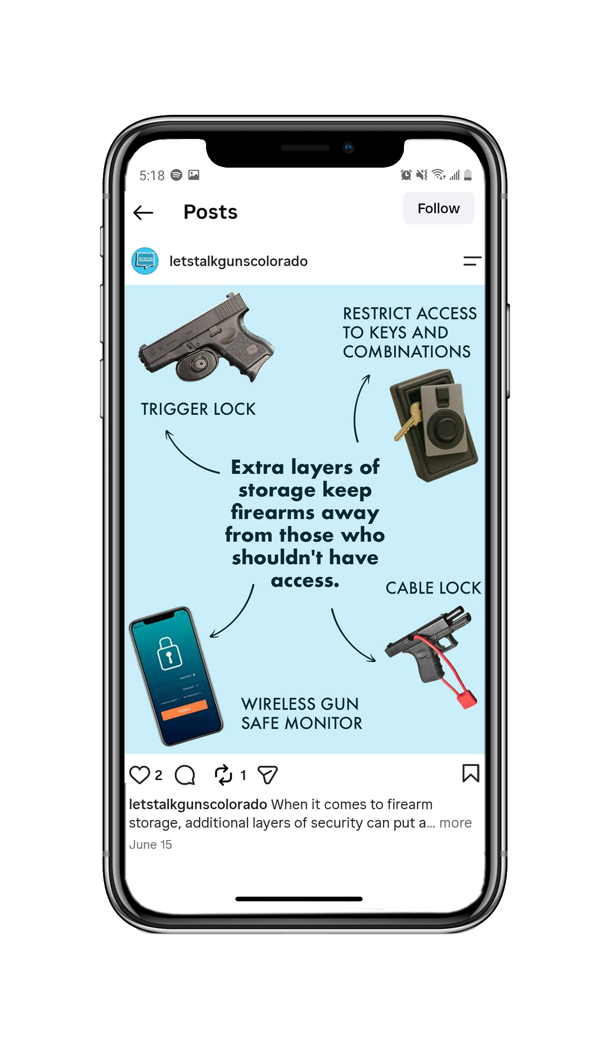 LTGC-Static-Post-Extra-Layers Extra layers of storage keep firearms away from those who shouldn't have access: trigger locks, restrict access to keys and combinations, cable locks, wireless gun safe monitors.